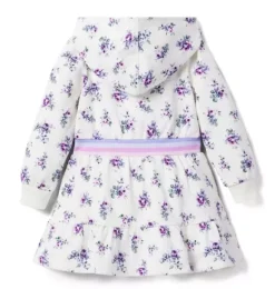 Janie and Jack Dresses-Floral Hooded Fleece Dress white floral