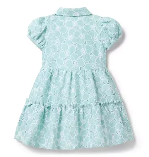 Janie and Jack Dresses-Floral Lace Collared Dress soft turquoise floral