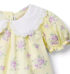Janie and Jack Short Sleeve Tops-Floral Lace Collared Top buttermilk floral