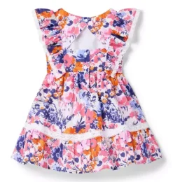 Janie and Jack Dresses-Floral Lace Trim Dress white floral