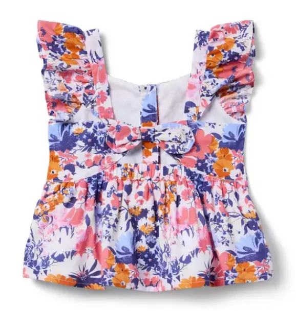 Janie and Jack Matching Sets|Sleeveless Tops-Floral Peplum Top white floral