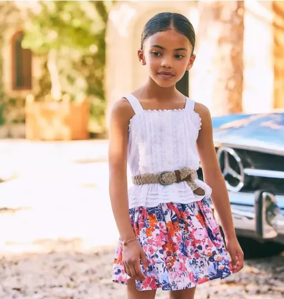 Janie and Jack Matching Sets|Skirts & Shorts-Floral Pleated Skort white floral
