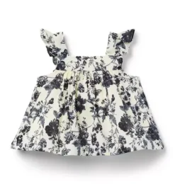 Janie and Jack Matching Sets|Sleeveless Tops-Floral Pleated Top freshwater pearl floral