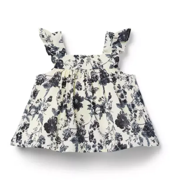 Janie and Jack Matching Sets|Sleeveless Tops-Floral Pleated Top freshwater pearl floral