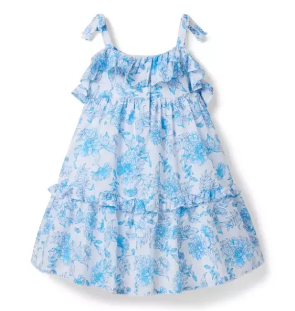 Janie and Jack Dresses-Floral Ruffle Dress kingfisher blue floral