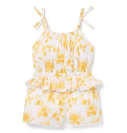 Janie and Jack Rompers & Jumpsuits-Floral Ruffle Romper harvest yellow floral