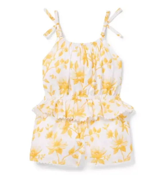 Janie and Jack Rompers & Jumpsuits-Floral Ruffle Romper harvest yellow floral