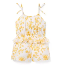 Janie and Jack Rompers & Jumpsuits-Floral Ruffle Romper harvest yellow floral