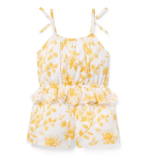 Janie and Jack Rompers & Jumpsuits-Floral Ruffle Romper harvest yellow floral