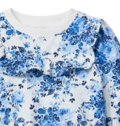 Janie and Jack Sweaters & Sweatshirts-Floral Ruffle Sweatshirt blue reef floral