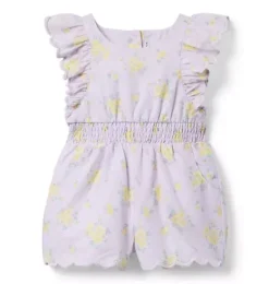 Janie and Jack Rompers & Jumpsuits-Floral Scalloped Romper soft lavender floral
