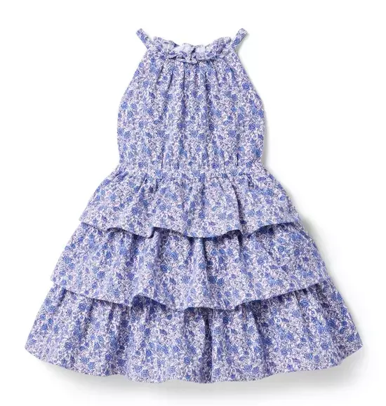 Janie and Jack Dresses-Floral Tiered Ruffle Dress violet floral