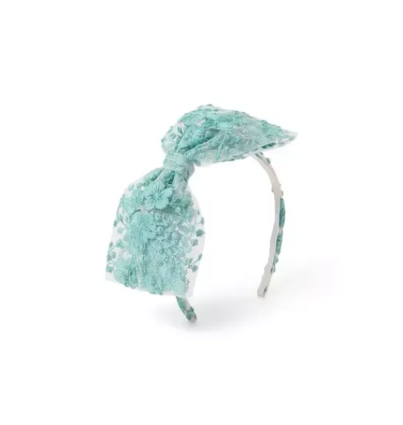 Janie and Jack Hair-Floral Tulle Bow Headband light teal floral