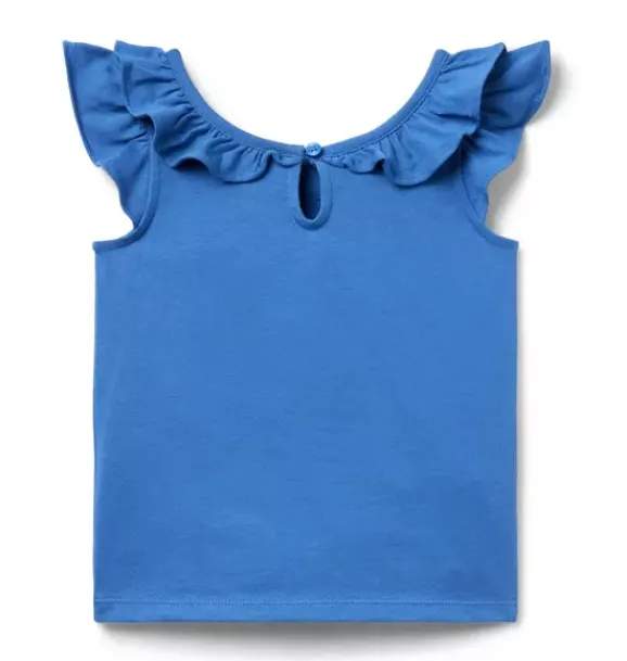 Janie and Jack Sleeveless Tops-Flutter Sleeve Bow Top surf blue
