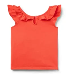 Janie and Jack Sleeveless Tops-Flutter Sleeve Bow Top vibrant poppy