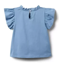 Janie and Jack Short Sleeve Tops-Flutter Sleeve Top deep sapphire