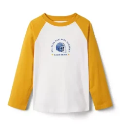 Janie and Jack Tees-Football Raglan Tee golden yellow
