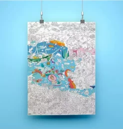 Janie and Jack Art Supplies|Playroom-Giant Coloring Poster Ocean blue