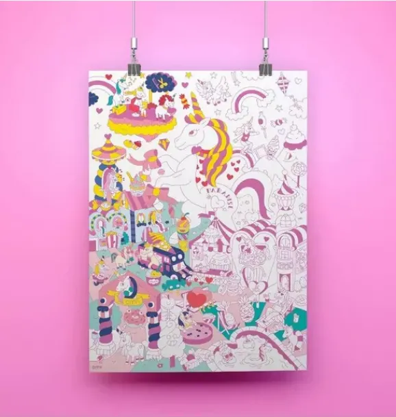 Janie and Jack Art Supplies|Playroom-Giant Coloring Poster Unicorn pink