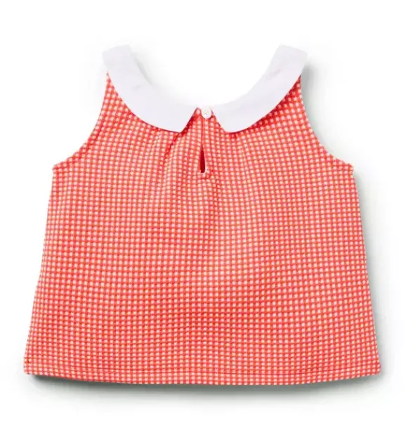 Janie and Jack Matching Sets|Sleeveless Tops-Gingham Bow Top vibrant poppy gingham