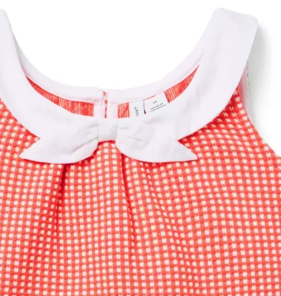 Janie and Jack Matching Sets|Sleeveless Tops-Gingham Bow Top vibrant poppy gingham