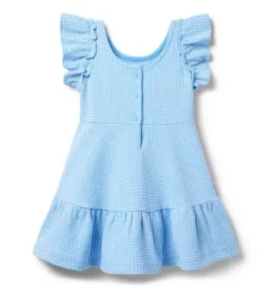 Janie and Jack Dresses-Gingham Jacquard Dress blue stream gingham