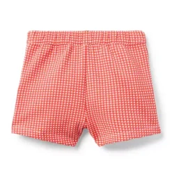 Janie and Jack Matching Sets|Skirts & Shorts-Gingham Jacquard Short vibrant poppy gingham