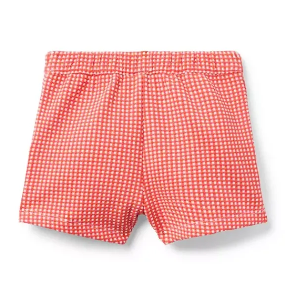 Janie and Jack Matching Sets|Skirts & Shorts-Gingham Jacquard Short vibrant poppy gingham