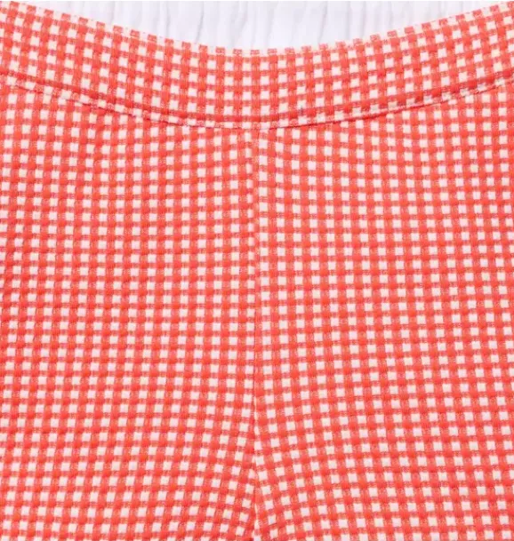 Janie and Jack Matching Sets|Skirts & Shorts-Gingham Jacquard Short vibrant poppy gingham