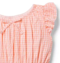 Janie and Jack Sleeveless Tops-Gingham Peplum Top orange lily gingham