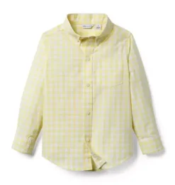 Janie and Jack Shirts|Suiting-Gingham Poplin Shirt yellow moon gingham