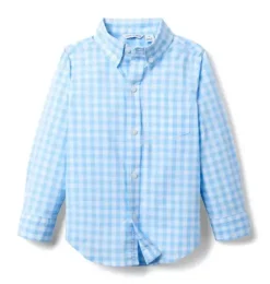 Janie and Jack Suiting|Shirts-Gingham Poplin Shirt breezy blue gingham