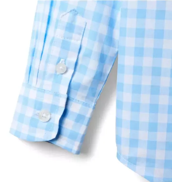 Janie and Jack Suiting|Shirts-Gingham Poplin Shirt breezy blue gingham