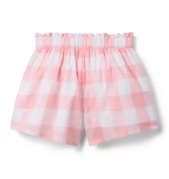 Janie and Jack Skirts & Shorts|Matching Sets-Gingham Ruffle Pocket Short dainty pink gingham