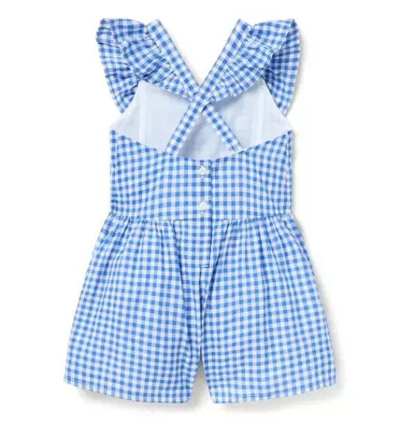 Janie and Jack Rompers & Jumpsuits-Gingham Ruffle Romper surf blue gingham