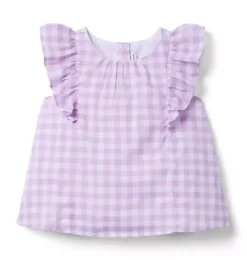 Janie and Jack Matching Sets|Sleeveless Tops-Gingham Ruffle Top alpine purple gingham
