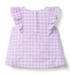 Janie and Jack Matching Sets|Sleeveless Tops-Gingham Ruffle Top alpine purple gingham