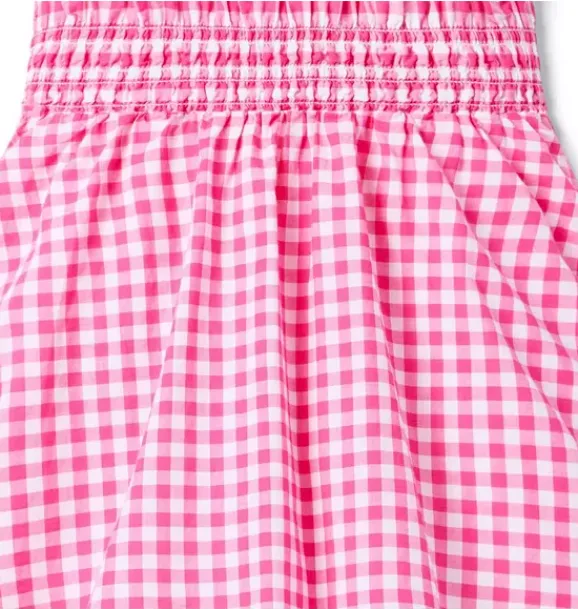 Janie and Jack Dresses-Gingham Smocked Dress pink melon gingham