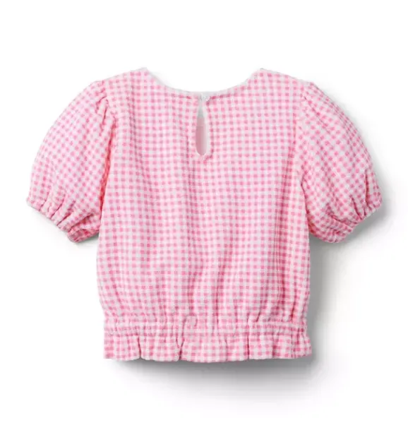 Janie and Jack Swim Outfits|Girl-Gingham Terry Top dahlia pink gingham