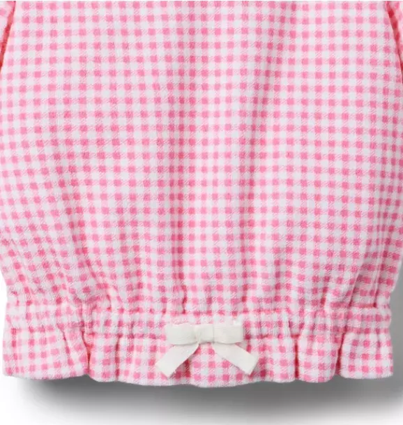 Janie and Jack Swim Outfits|Girl-Gingham Terry Top dahlia pink gingham