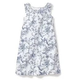 Janie and Jack Kids Pajamas|Petite Plume-Girl's Twill Amelie Nightgown in blue timeless toile
