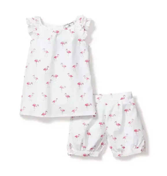 Janie and Jack Kids Pajamas|Petite Plume-Girl's Twill Amelie Short Pajama Set in flamingos