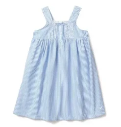 Janie and Jack Kids Pajamas|Petite Plume-Girl's Twill Charlotte Nightgown in french blue seersucker