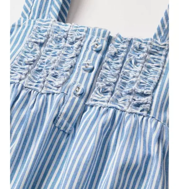 Janie and Jack Kids Pajamas|Petite Plume-Girl's Twill Charlotte Nightgown in french blue seersucker