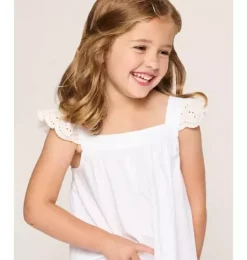 Janie and Jack Kids Pajamas|Petite Plume-Girl's Twill Clara Nightgown in white