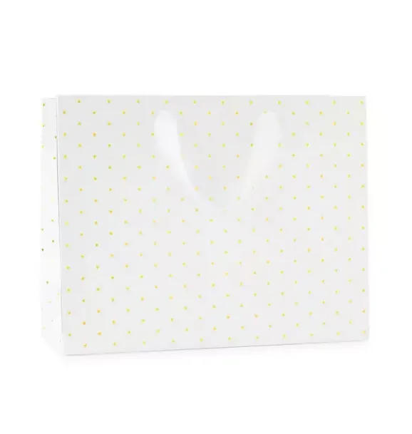 Janie and Jack Party Supplies-Large Gift Bag gold swiss dot