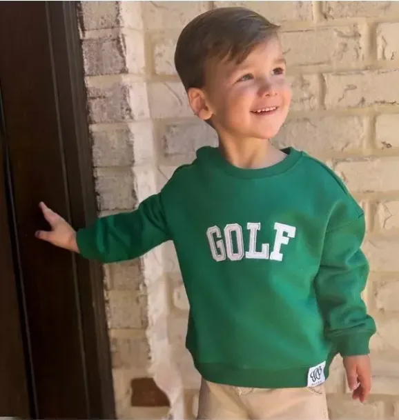 Janie and Jack Kids Clothing-Golf Crewneck Sweatshirt green