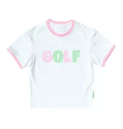 Janie and Jack Kids Clothing-Golf Crewneck T-Shirt, Pink white/pink