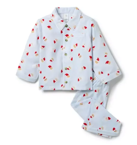 Janie and Jack Pajamas|Pajama Sets-Good Night Classic Pajamas In Santa light blue santa