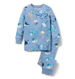 Janie and Jack Pajama Sets|Pajamas-Good Night Pajama In Sea Friends cloudy blue sea friends